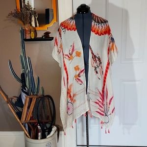 Feather Detail Oversize Poncho Style
